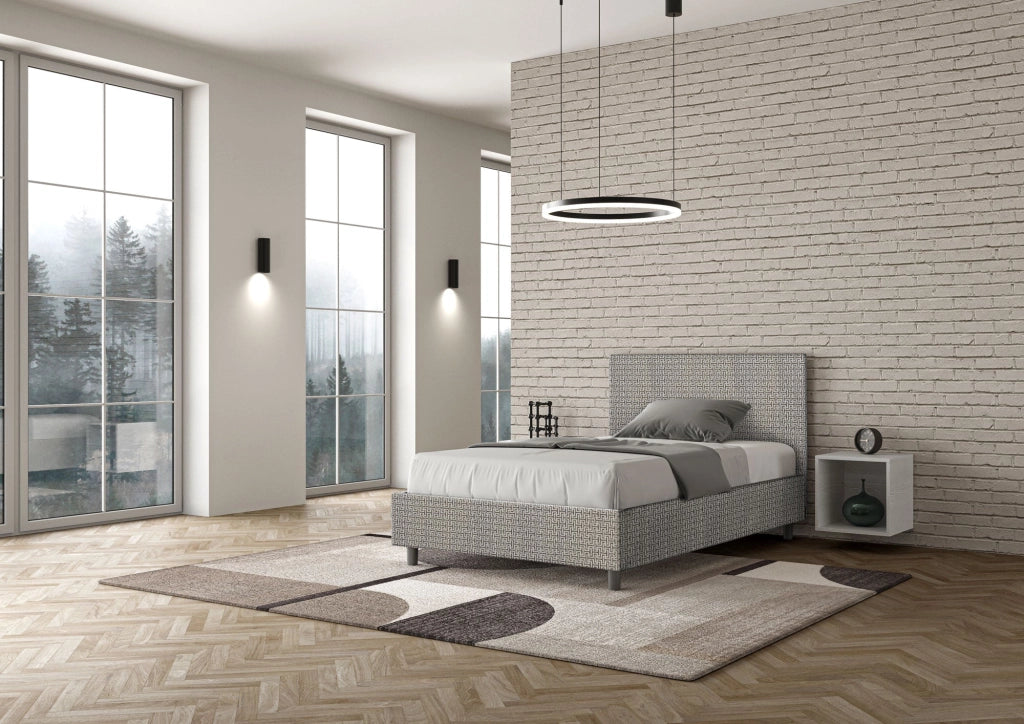 Letto 1 Piazza e Mezzo 120x190 cm con Rete e Contenitore Adele Labirinto 02 Grigio