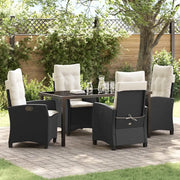 Set da Pranzo per Giardino con cuscino 5 pcs Nero polyrattan 3380368