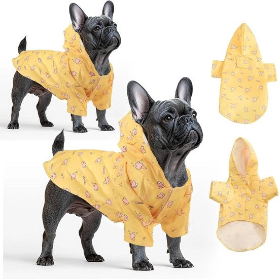 Kit di Impermeabili per Cani - Leggero con Foro per Cinturino e Cappuccio per Cani Piccoli e Medi (2 pezzi)
