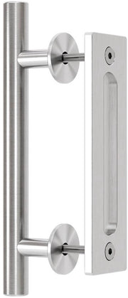 Maniglia per porta a scorrimento 24 cm - Maniglia doppia - Materiale in acciaio inossidabile - Progettata ergonomicamente - Installazione facile - Verniciata in nero opaco - Maniglia per porta