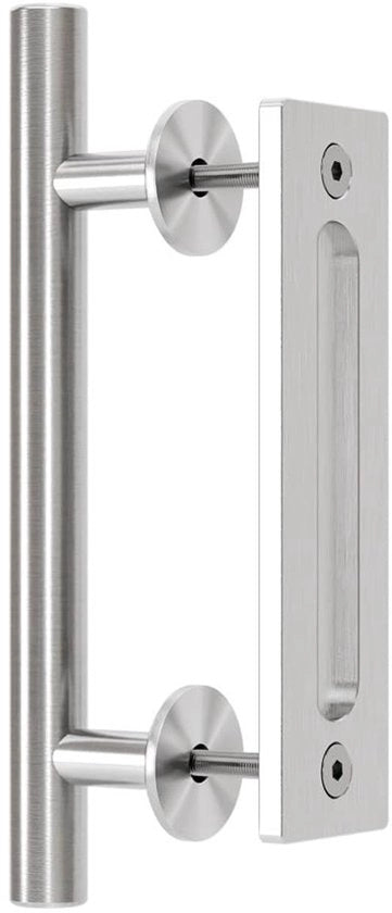 Maniglia per porta a scorrimento 24 cm - Maniglia doppia - Materiale in acciaio inossidabile - Progettata ergonomicamente - Installazione facile - Verniciata in nero opaco - Maniglia per porta