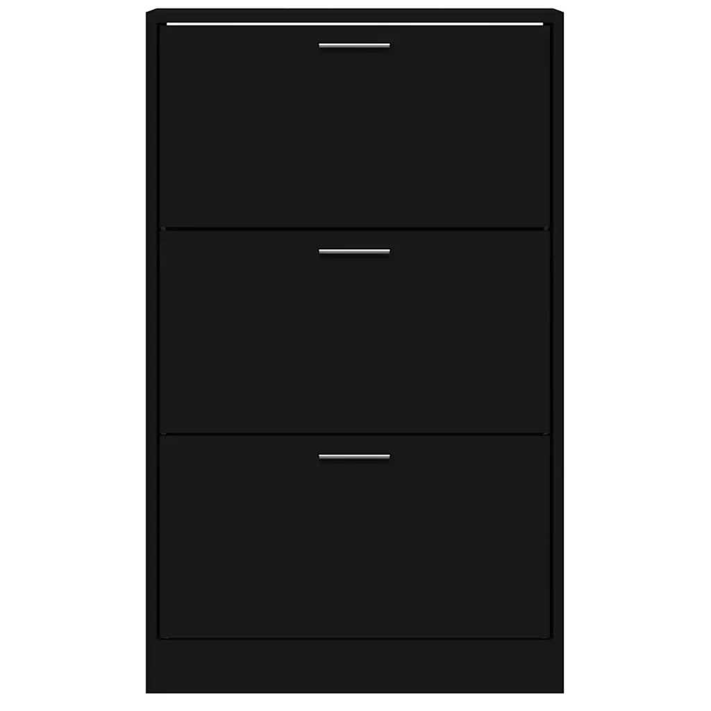 Scarpiera Nera 63x24x103 cm in Legno Multistrato 342552