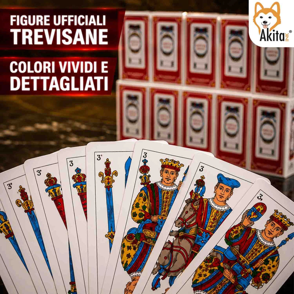Akitaink 12 Mazzi Carte Trevisane Plastificate da Gioco