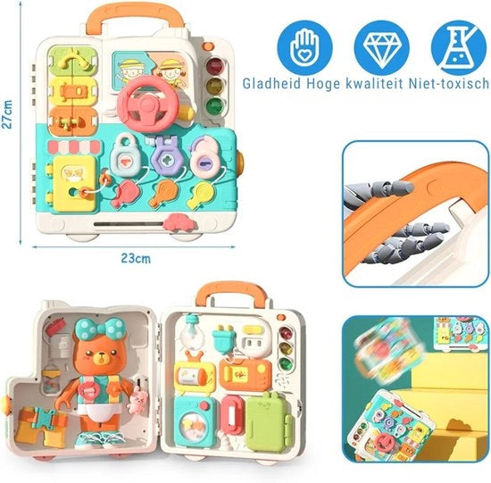 Busy Board Interattivo per Bambini da 1 a 3 Anni - Tavolo di Attività Interattivo, Tavolo Motorio con Musica e Luce, Giocattolo Sensoriale - Ideale Regalo di Natale e Capodanno