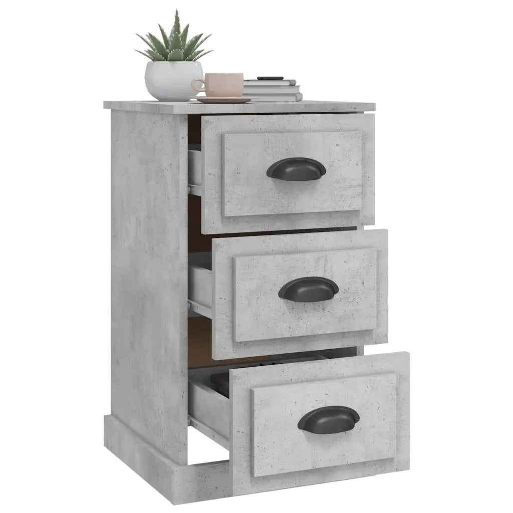 Comodino Grigio Cemento 39x39x67 cm in Legno Multistrato 816164