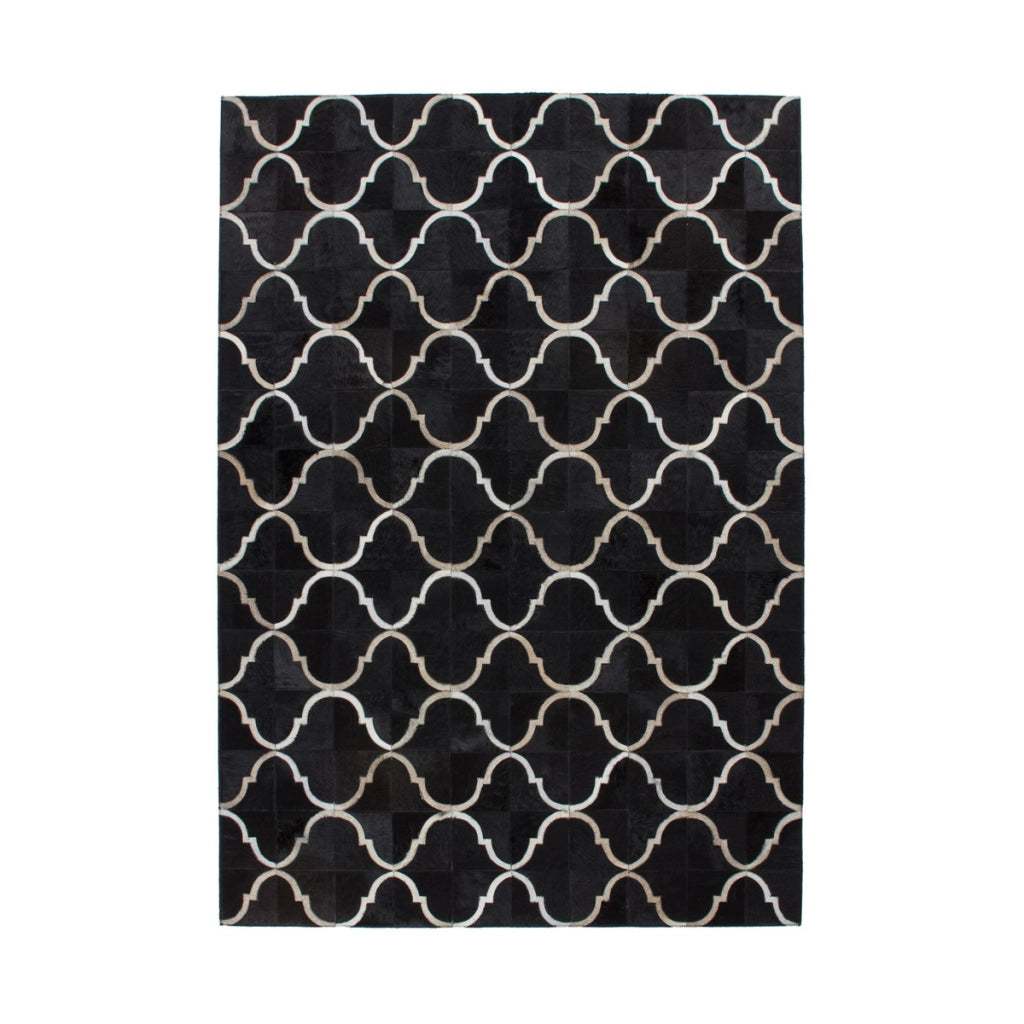 Tappeto Eclipse 300 in pelle cucito a mano nero 160x230 cm