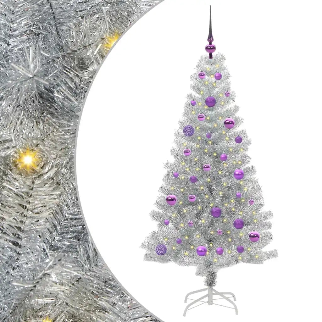 Albero di Natale con 150 LED con supporto Argento 150 cm PET 3396667