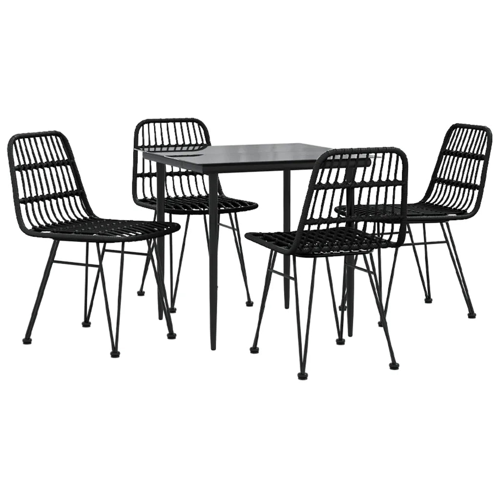 Set da Pranzo da Giardino 5 pz Nero in Polyrattan cod mxl 35585
