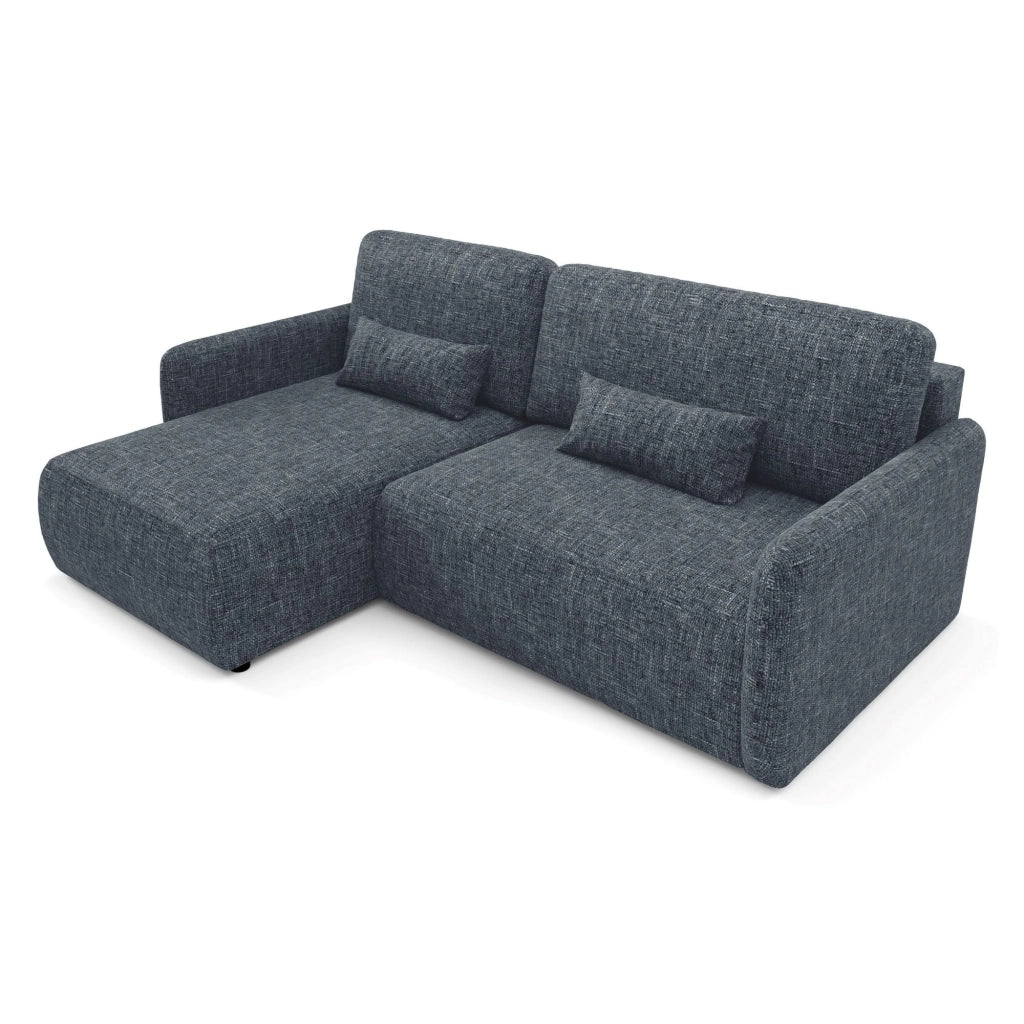 Pagno, Divano Letto con Penisola Contenitore, 207x148 cm blu