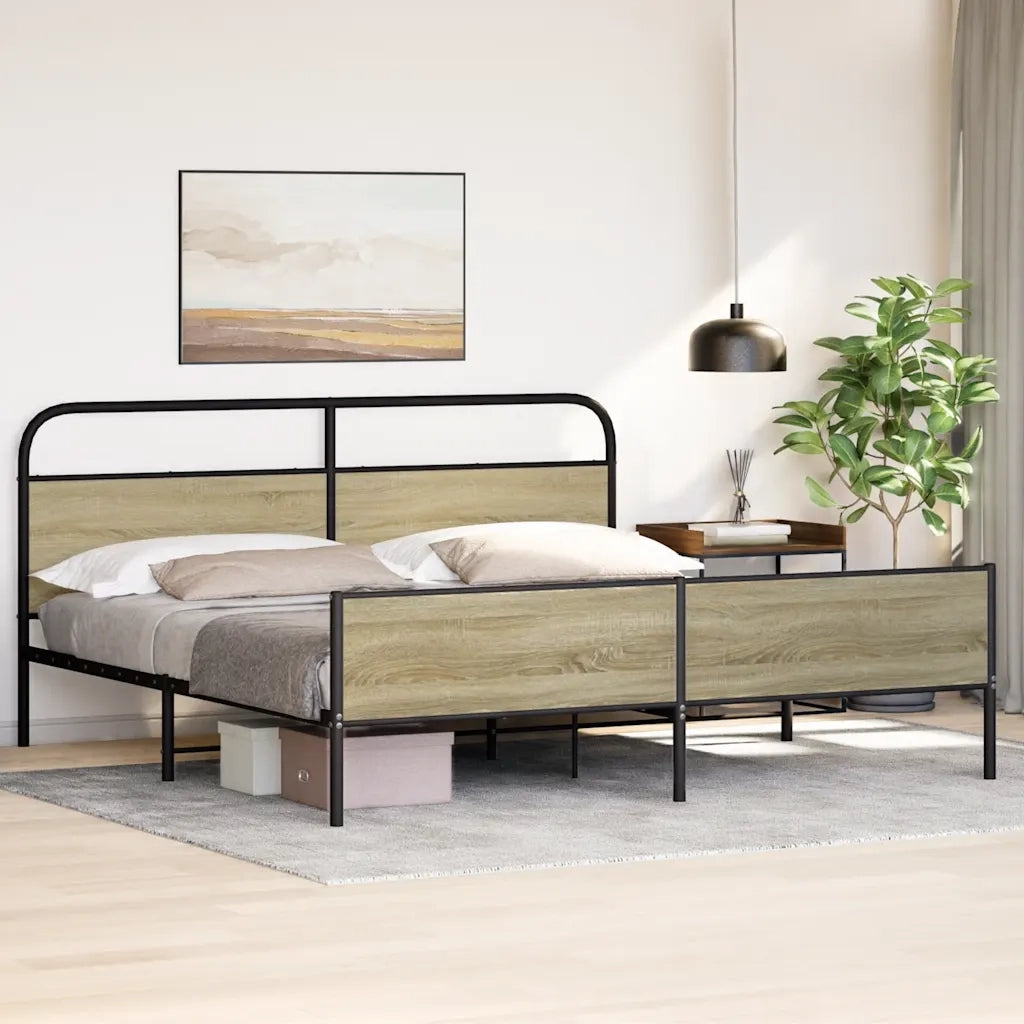 Giroletto senza Materaso in Metallo Rovere Sonoma 180x200 cm 3318695