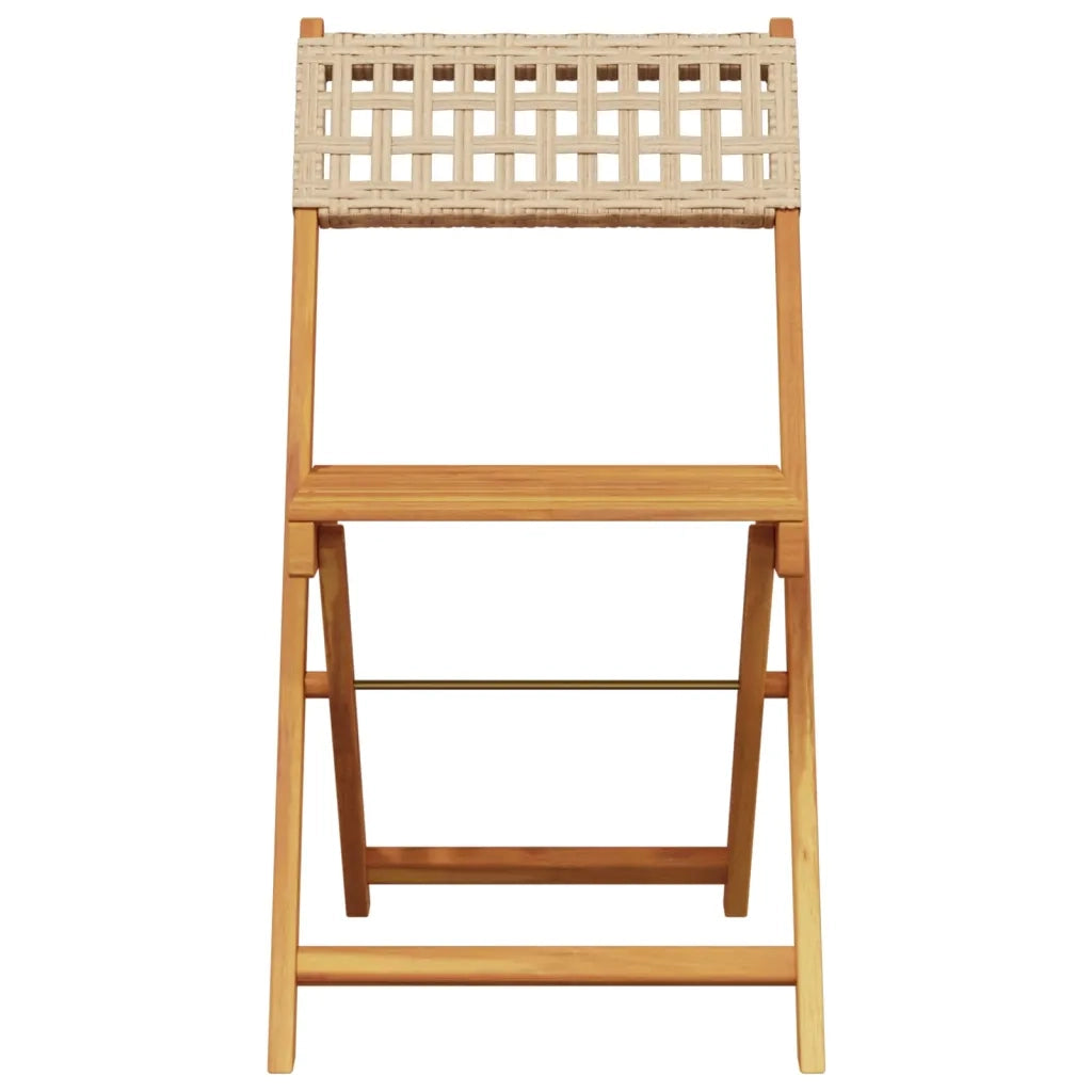 Sedie Giardino Pieghevoli 8pz Beige Polyrattan e Legno Massello 3214600