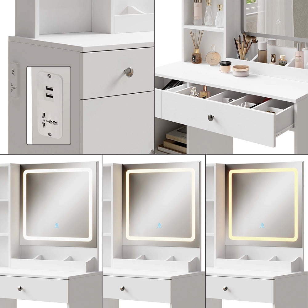 Vicco Tavolo da toilette Bianco 90 cm con specchio