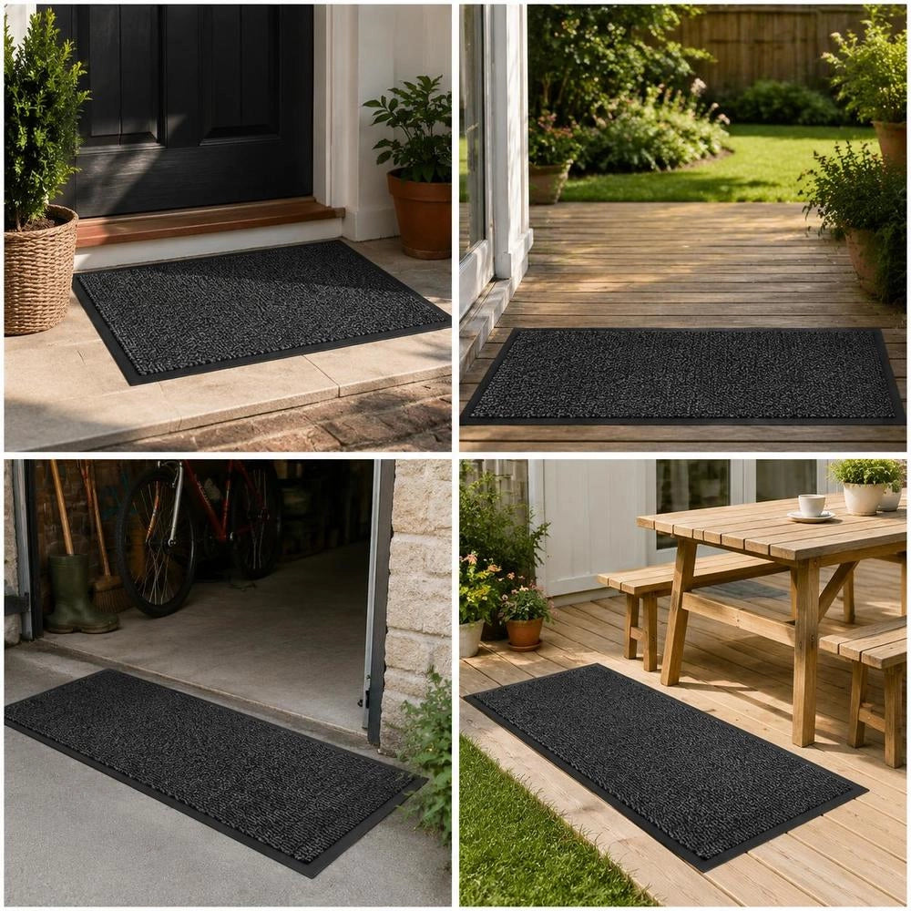 Entrance Doormat Rectangular Tufted Floor Mat, Dust Trapping Entry Rug For Hallway Kitchen Office, 60x90 Cm, Anthracite