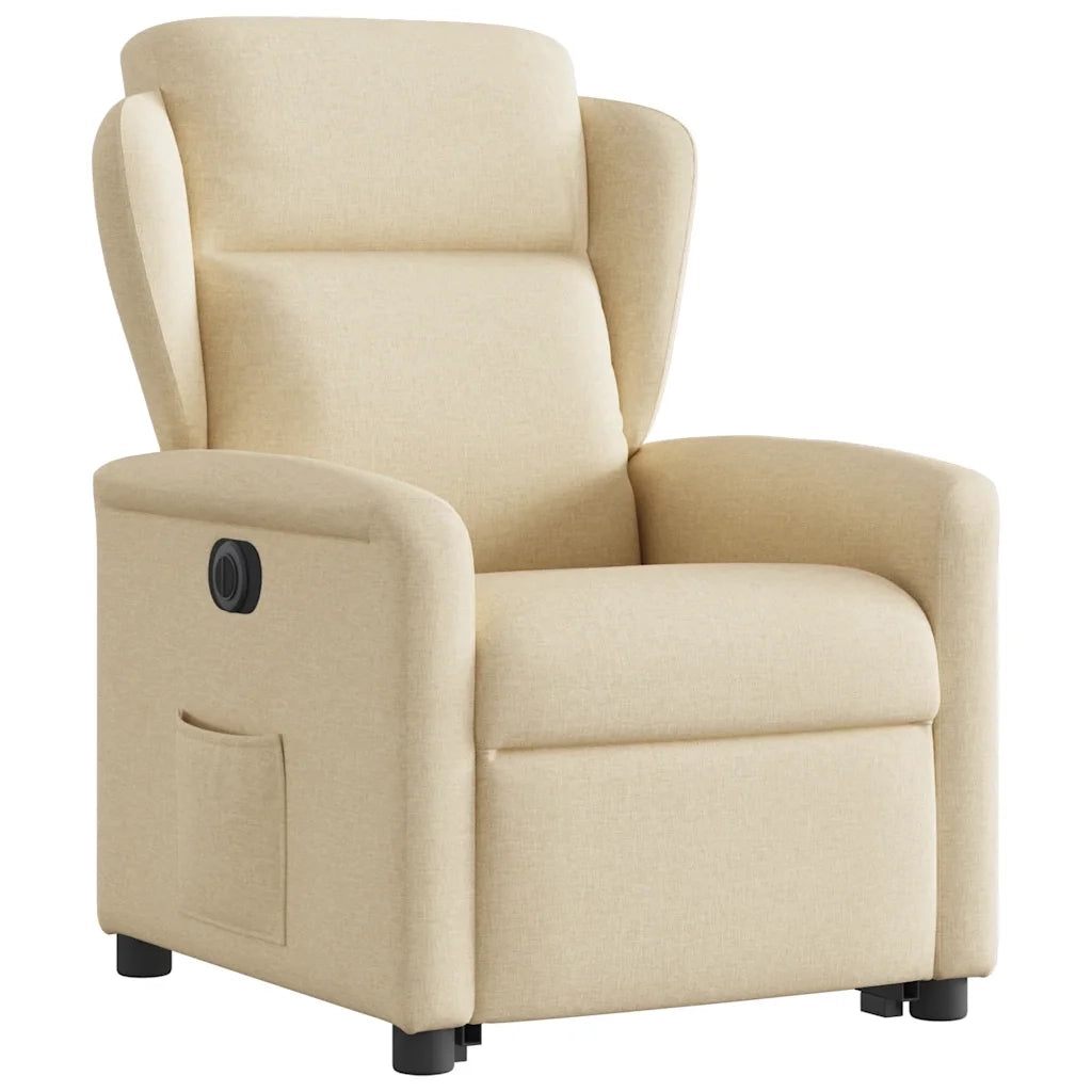 Poltrona Alzapersona Reclinabile Elettrica Crema in Tessuto 3303162