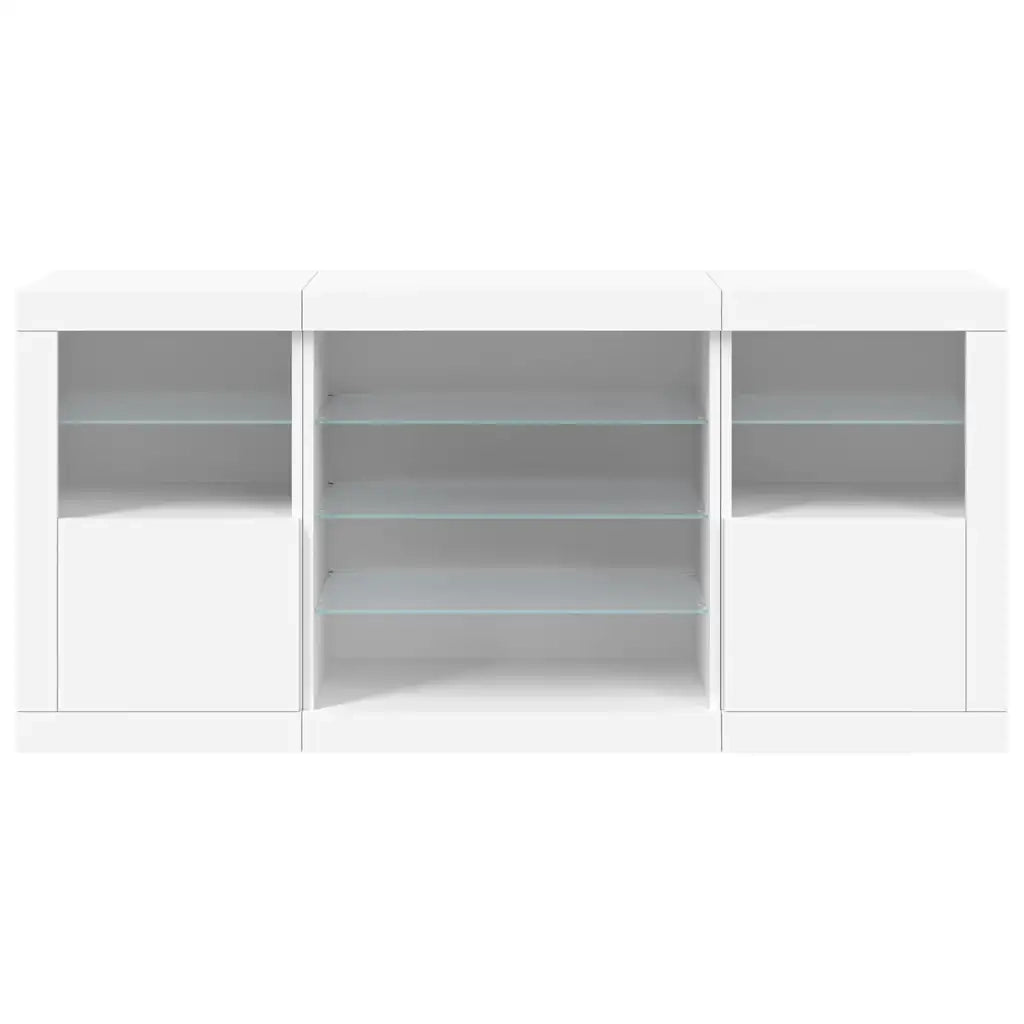 Credenza | Madia | Buffet da pranzo | Armadio da pranzo con Luci LED Bianca 142,5x37x67 cm