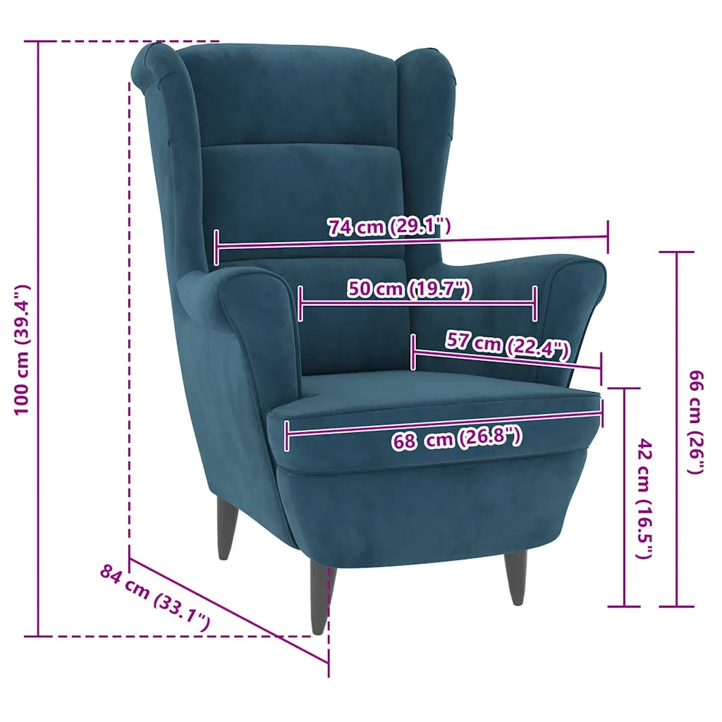 Poltrona-Divano Sedia Blu in Velluto 887188