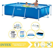 Piscina a forma rettangolare - Piscina da montare - 260x160x65 cm - Incluso telo solare Pro, set di manutenzione, pompa della piscina, filtro, telo di fondazione e aspirapolvere