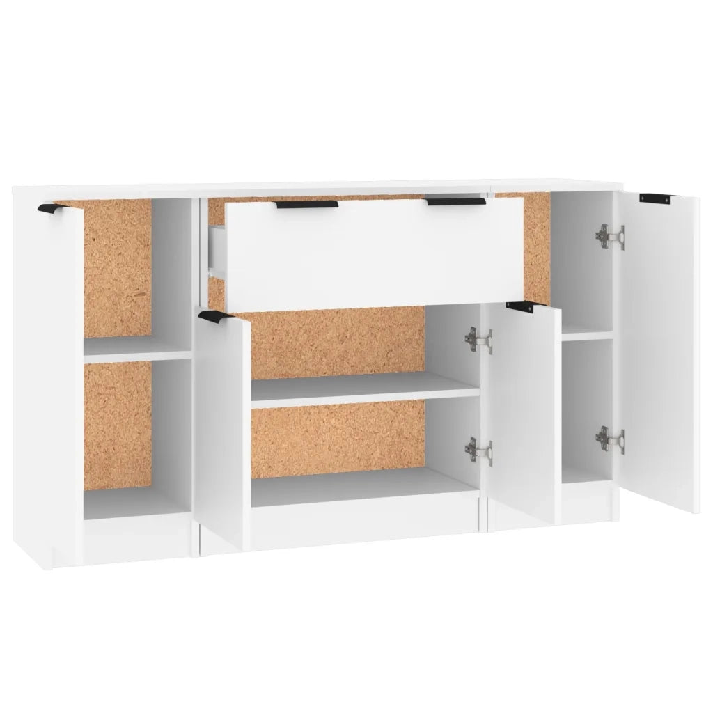 Credenze 3 pz Bianco in Legno Multistrato 3115828