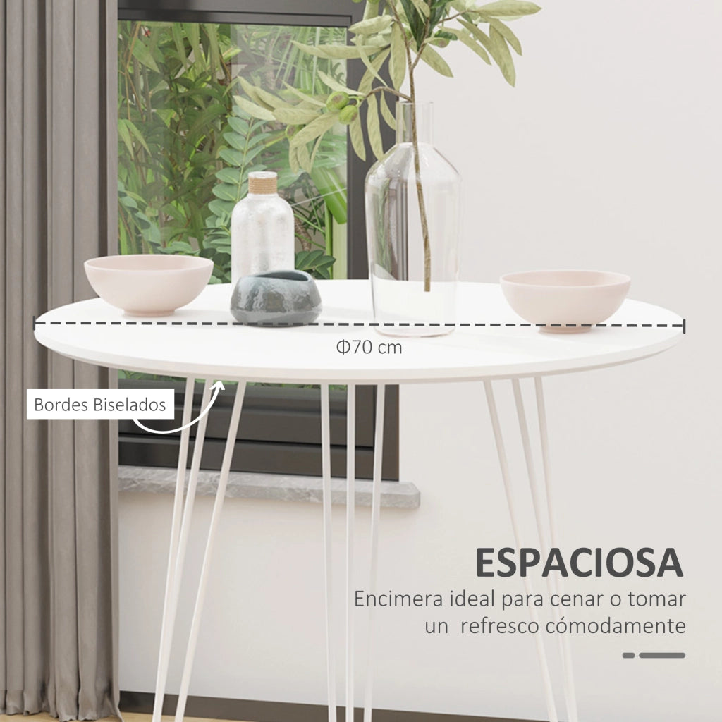 Tavolo da pranzo rotondo moderno ¨C zephmum ¨C bianco, metallo, ?70x75 cm