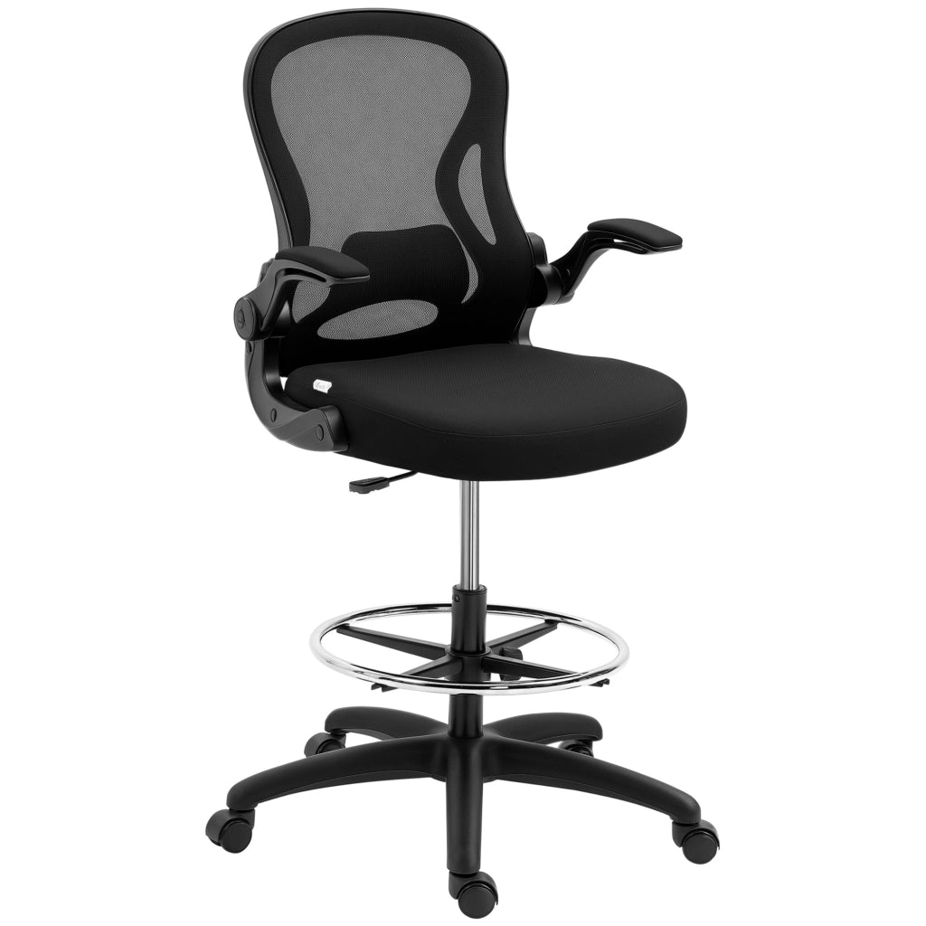Sedia da Ufficio Girevole con Schienale Regolabile e Braccioli ¨C Zephmum ¨C Nero 59x65x102-122 cm