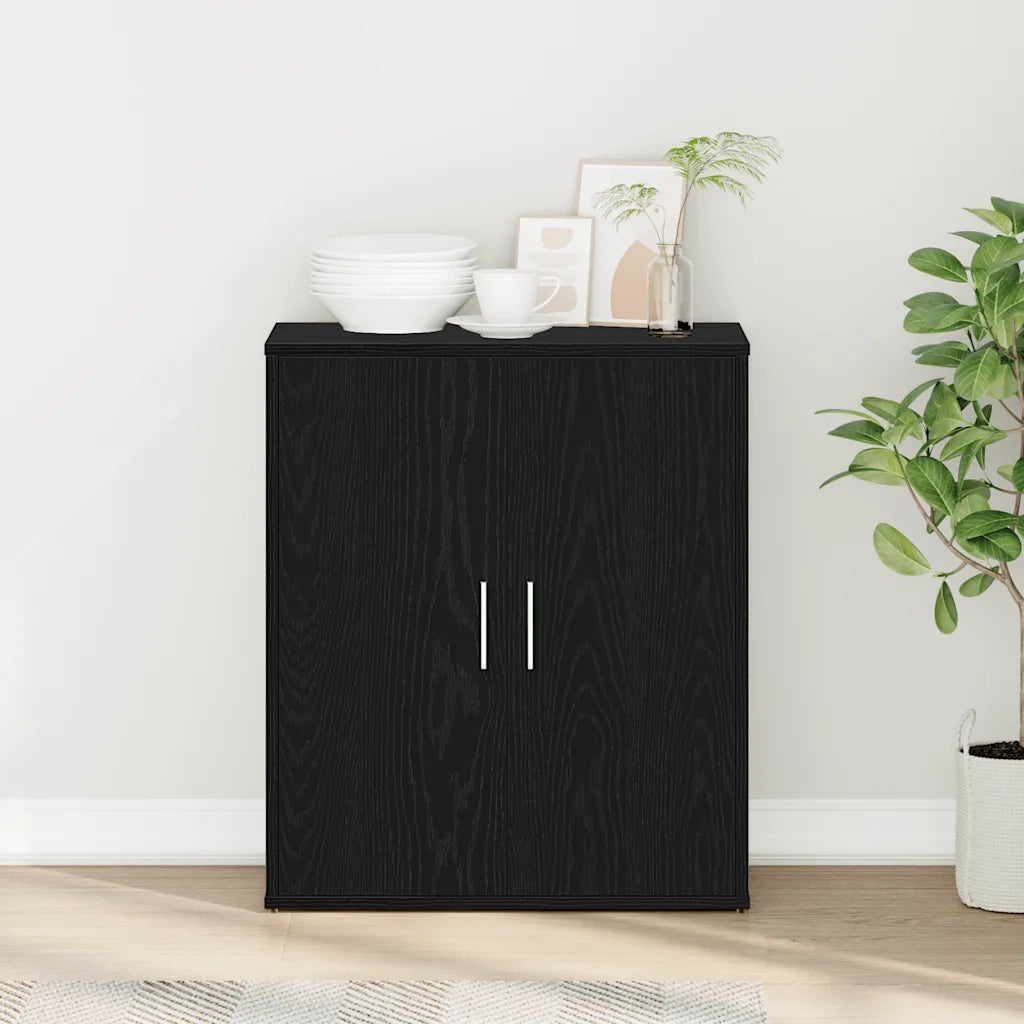 Credenza Rovere Nero 60x31x70 cm in Legno Multistrato 869143