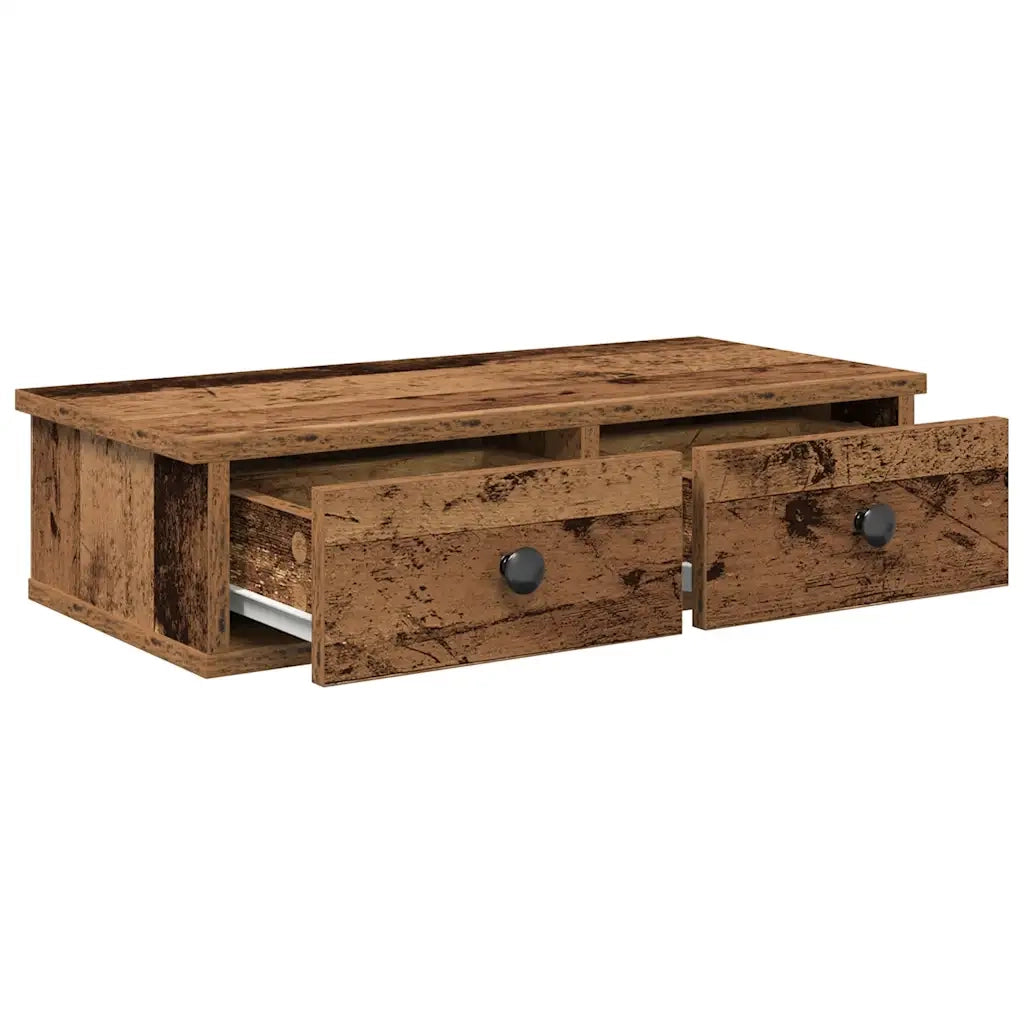Scaffale a Parete con Cassetti Antico 60x28x15 cm in Truciolato 859948