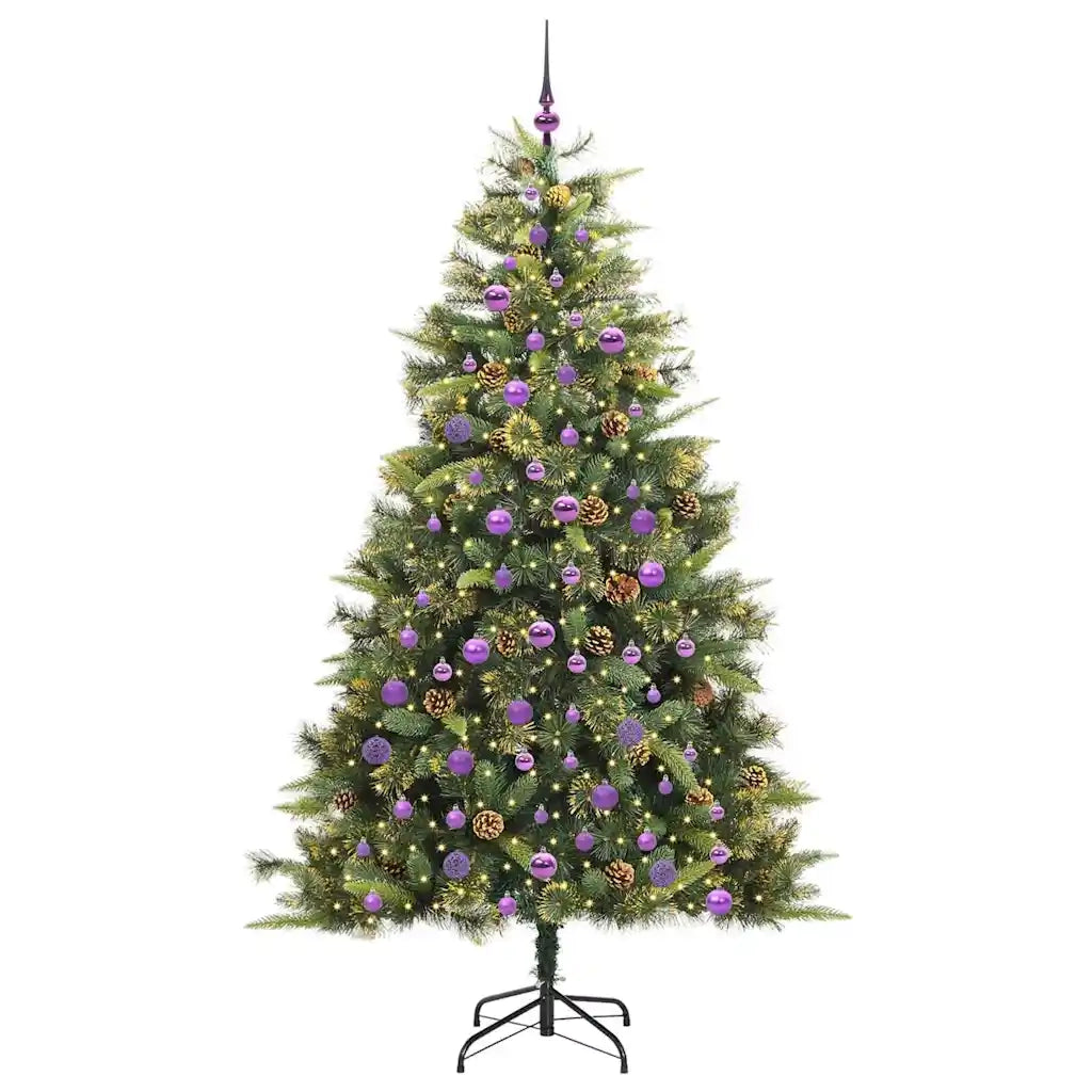 Albero di Natale artificiale pieghevole con coni Verde 210 cm 3395104