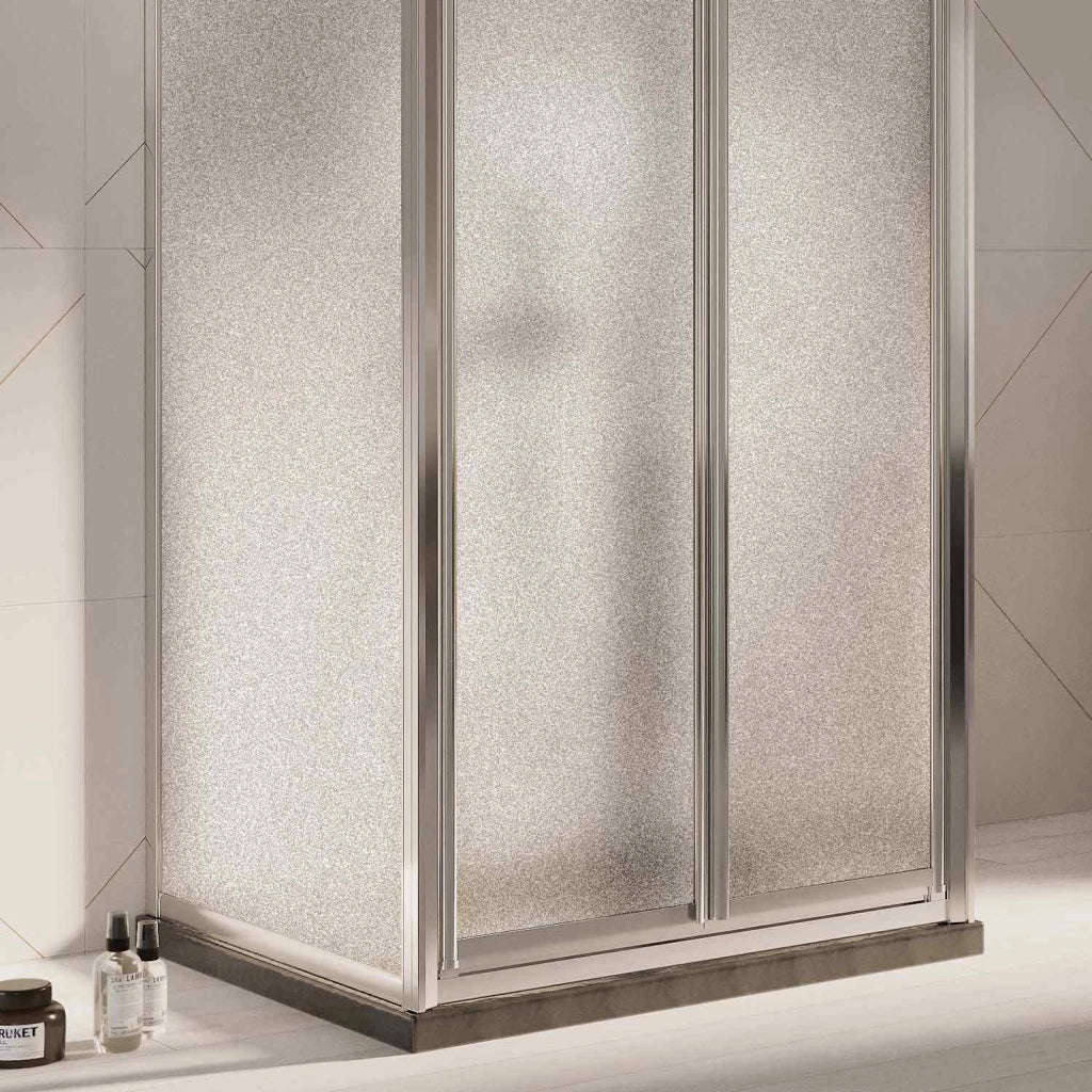 Box Doccia 3 lati 75x75x75CM H198 Cristallo Stampato C 2 Fissi+Saloon 2 Ante Battente 75 mod. West