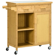 Carrello da Cucina in Bamb¨´ ¨C zephmum ¨C 2 Cassetti, 1 Anta, 2 Ripiani, Naturale