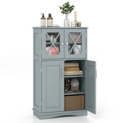 Mobiletto portaoggetti da bagno con ante e ripiani regolabili-Mobiletto da pavimento per bagno 60x30x108cm Grigio