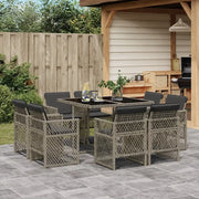 vidaXL Set da Pranzo da Giardino 9 pz con Cuscini in Polyrattan Grigio