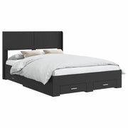 Letto matrimoniale | Letto per adulti | Struttura del letto con stoccaggio e testata Nero 135 x 190 cm