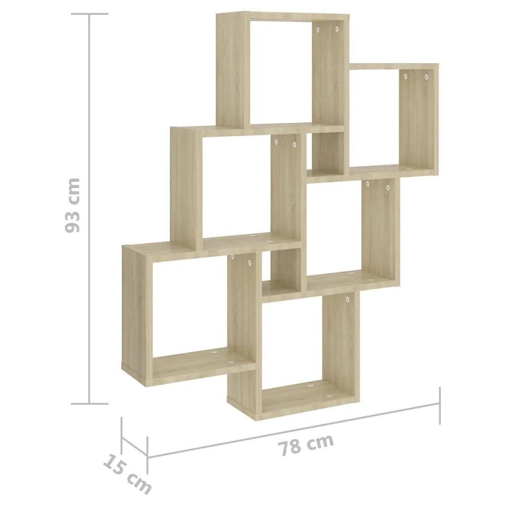 Mensola da Parete a Cubo Rovere Sonoma 78x15x93 cm Truciolato cod mxl 55913