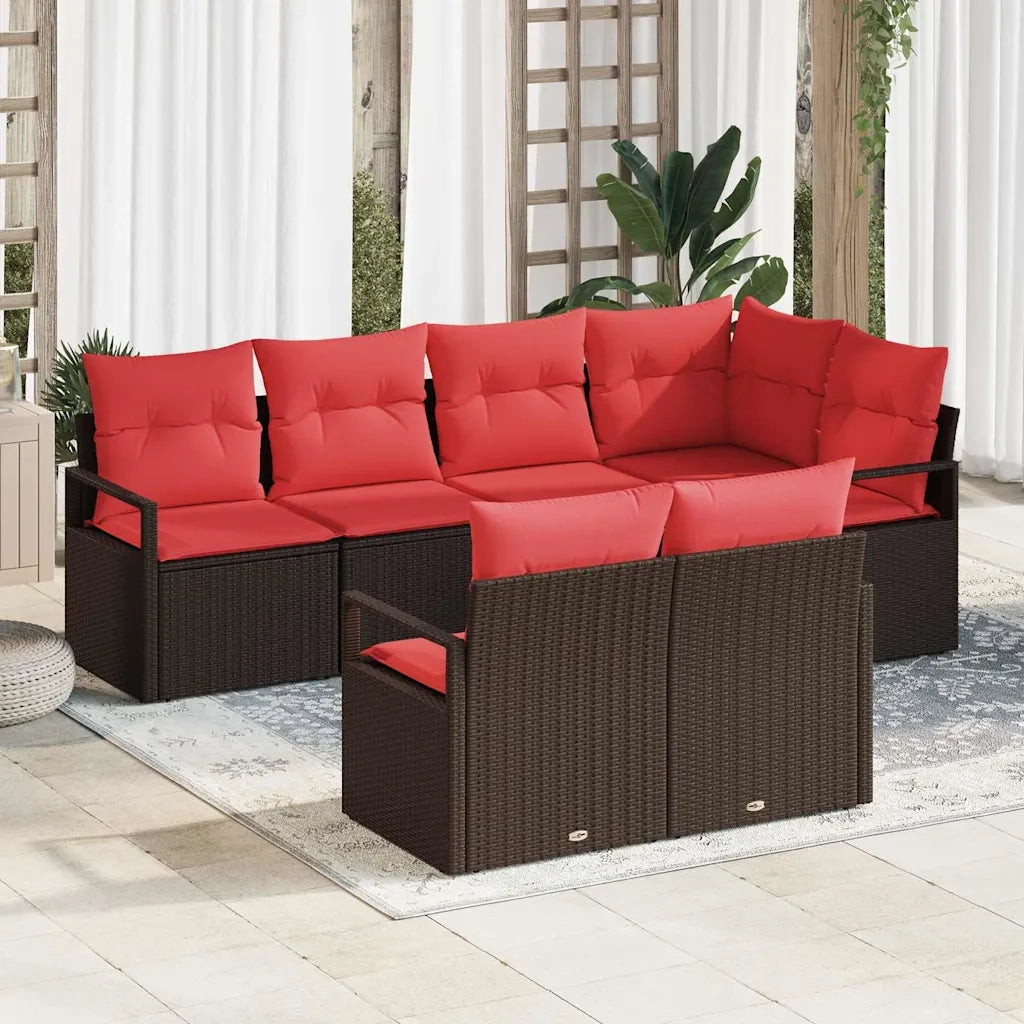 Set di divani 7 pcs Marrone polyrattan