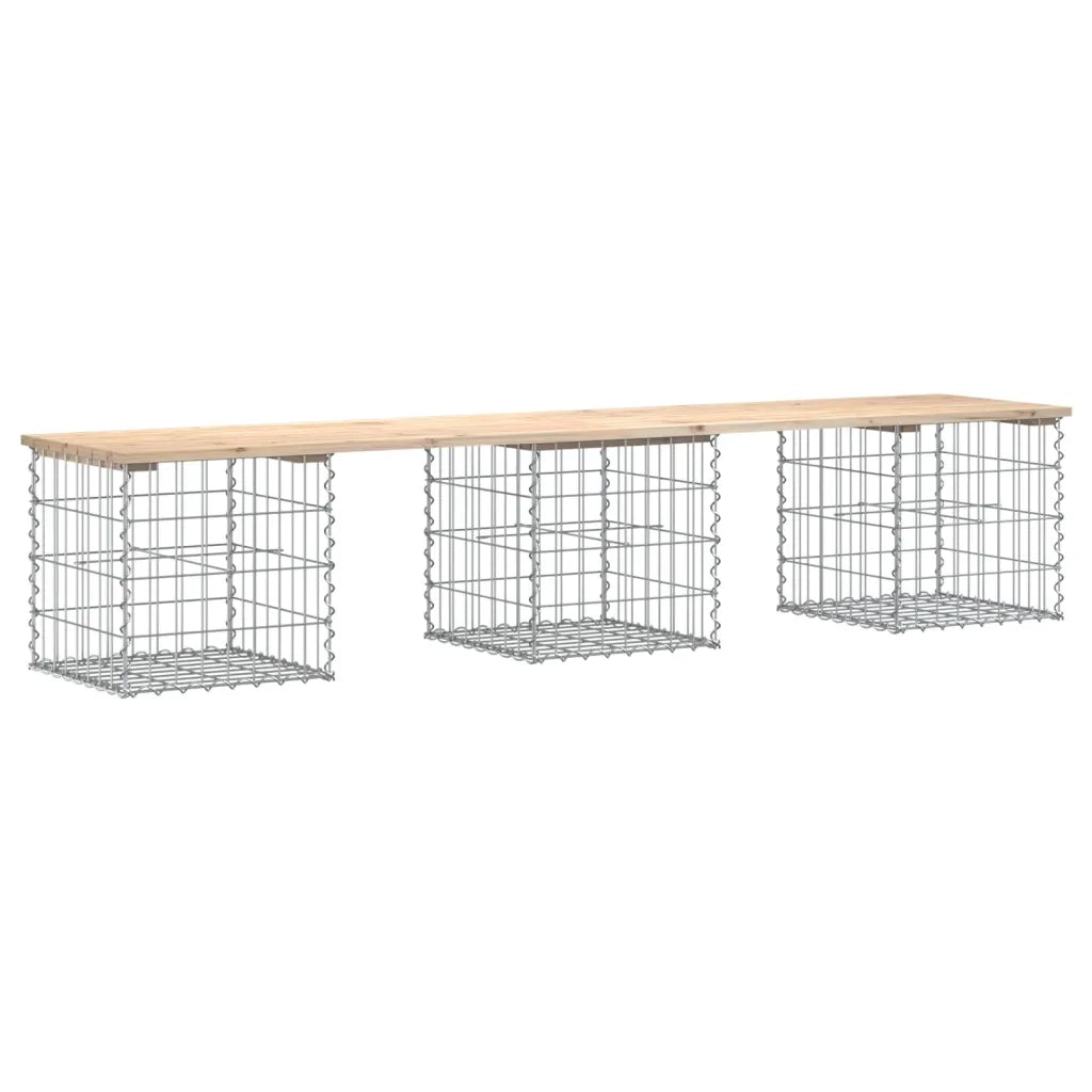 Panca Giardino Design Gabbione-Sgabello-Panca da esterno 203x44x42 cm Legno Massello Pino
