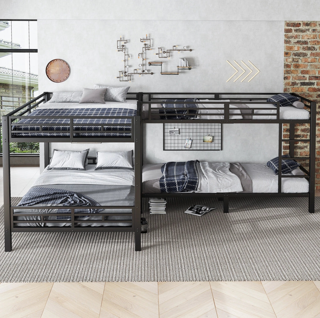 Letto a castello in ferro nero 90x200 e 140x200 cm