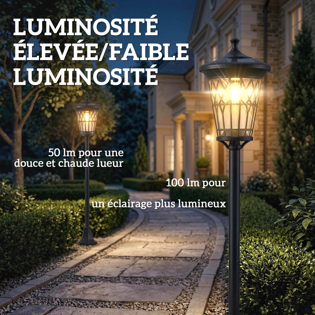 Lampione Solare da Giardino ¨C zephmum ¨C 186 cm Nero Acciaio Inox