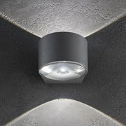 Lens Lampada da parete a LED biemissione in alluminio pressofuso Grigio Scuro 12W IP65 per illuminazione esterna e interna 7.6x10.5x12 cm