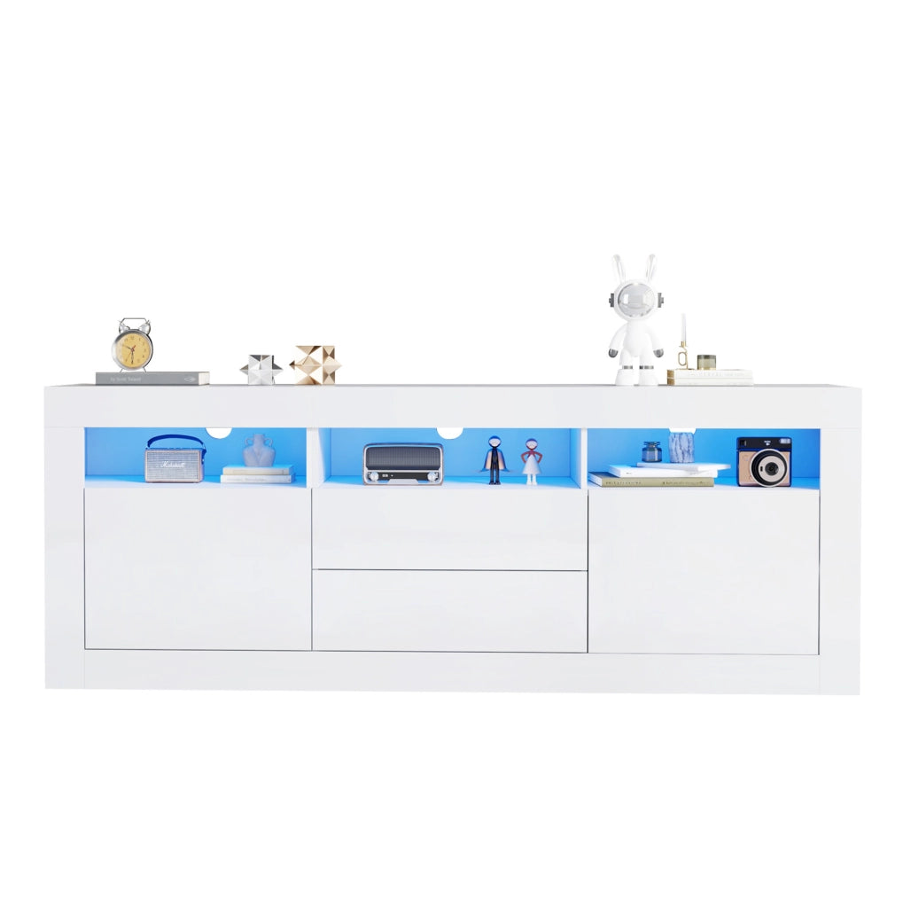 Mobile TV bianco lucido 160 cm con LED e controllo smart