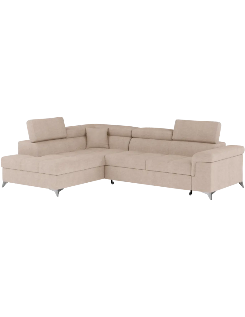 Divano ad angolo convertibile PALAZZO 4 posti beige – angolo sinistro con contenitore