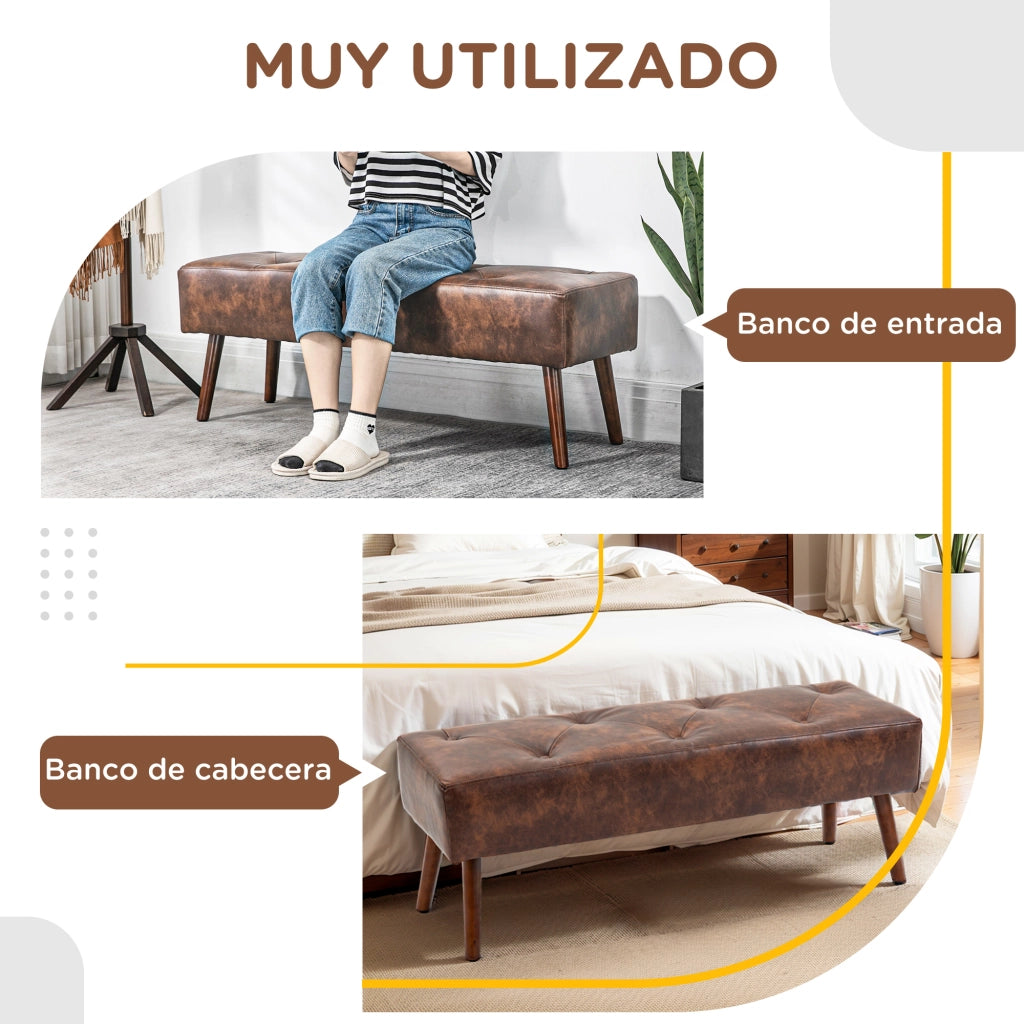 Piedi letto pouf con cuscino ¨C zephmum ¨C marrone legno 114x38x42 cm