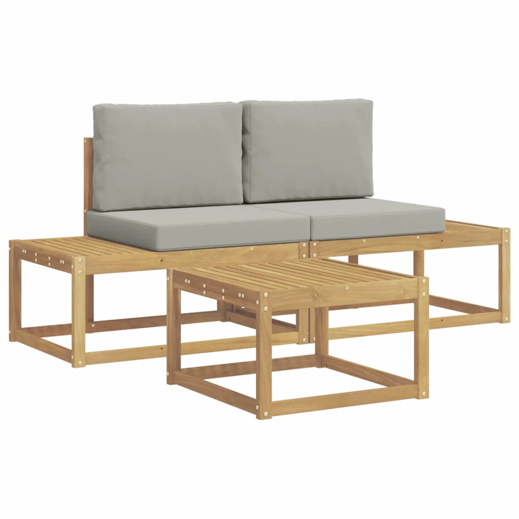 Set di divani da esterno 3 pcs Bianco e Grigio Chiaro