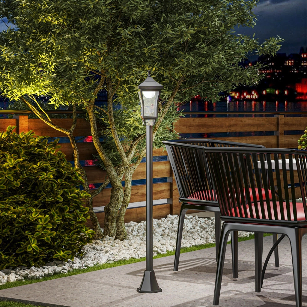 Lampione da Giardino ¨C zephmum ¨C ABS e Policarbonato, Nero, 15x15x127 cm