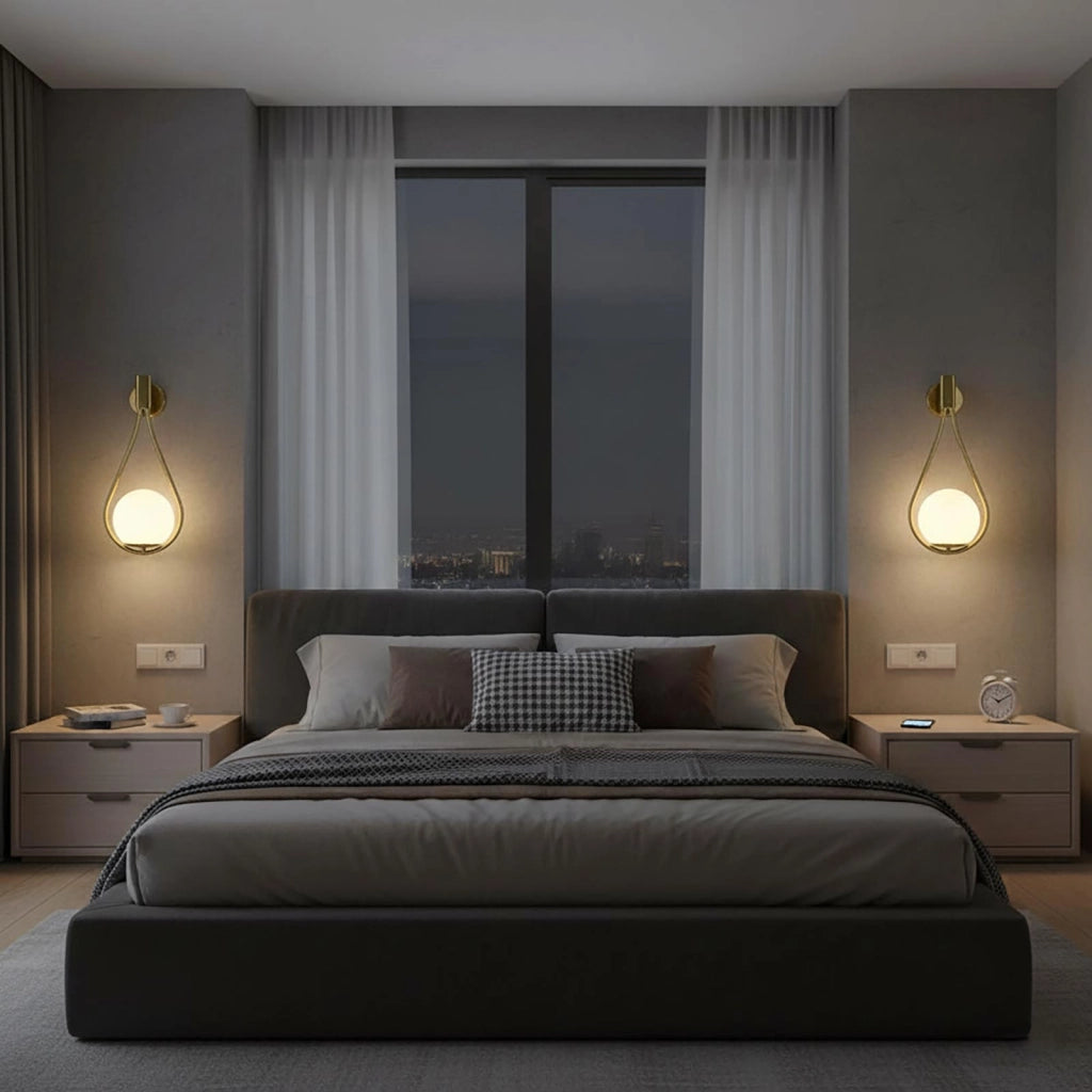 Lampada da Parete Pendente Bronzo Applique Moderno Attacco G9 Sfera Luce Camera da Letto Comodino Soggiorno Corridoio 230V