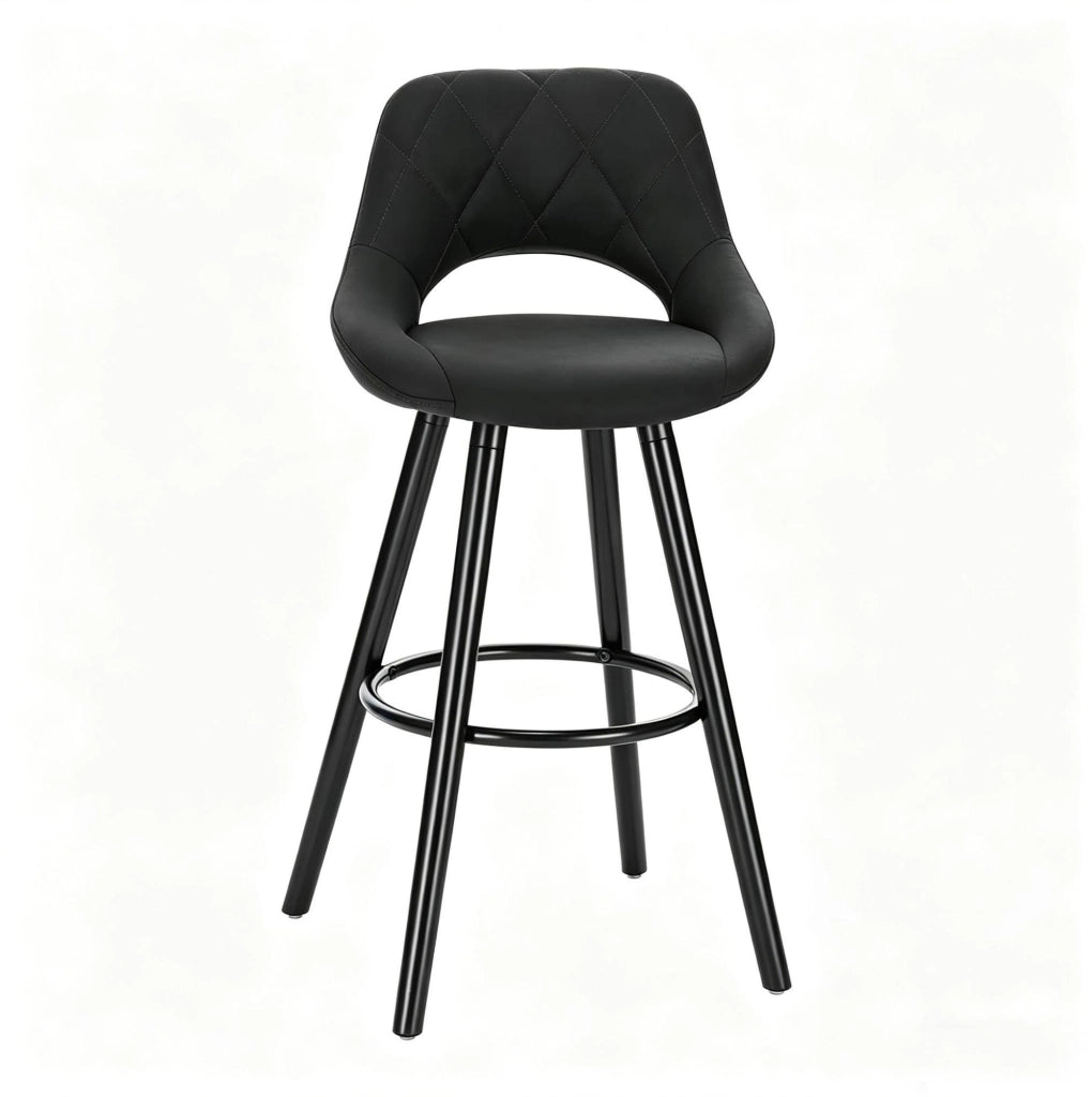 Sgabello da bar in tessuto antracite con schienale, H 91 cm