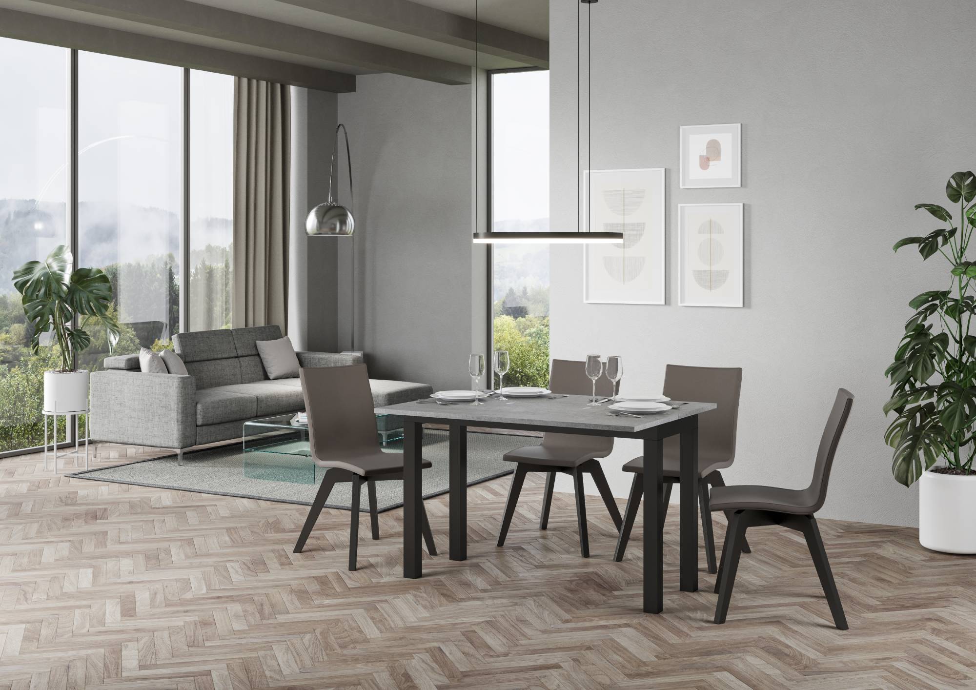 Tavolo Salvaspazio Allungabile 120x45/90x80/78 cm Everyday Double Cemento