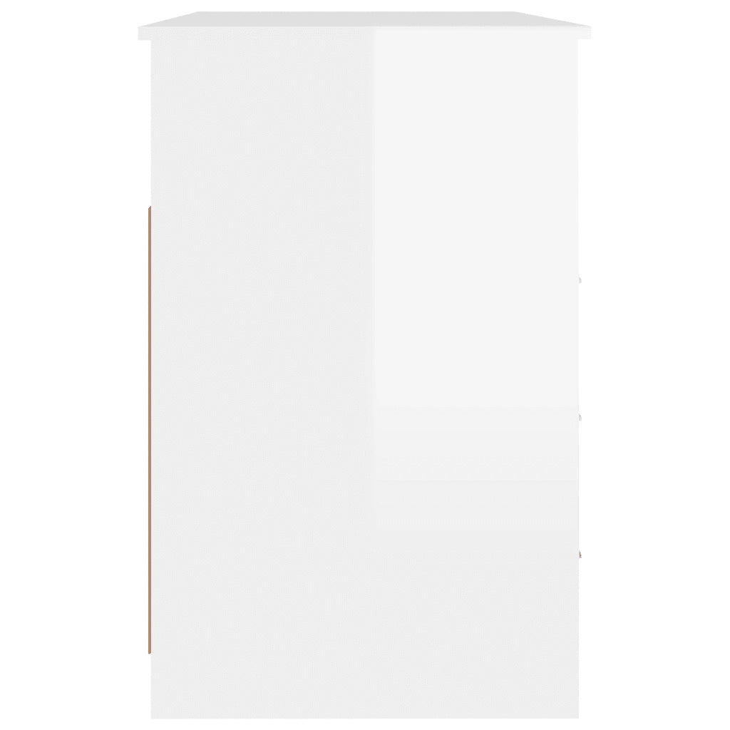 Scrivania Cassetti Bianco Lucido 102x50x76 cm Legno Multistrato 823034