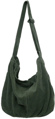 Borsa corduroy grande, sacchetto per spesa donna, borsa stile, adatta per uso quotidiano/ufficio/scuola/viaggio (verde)