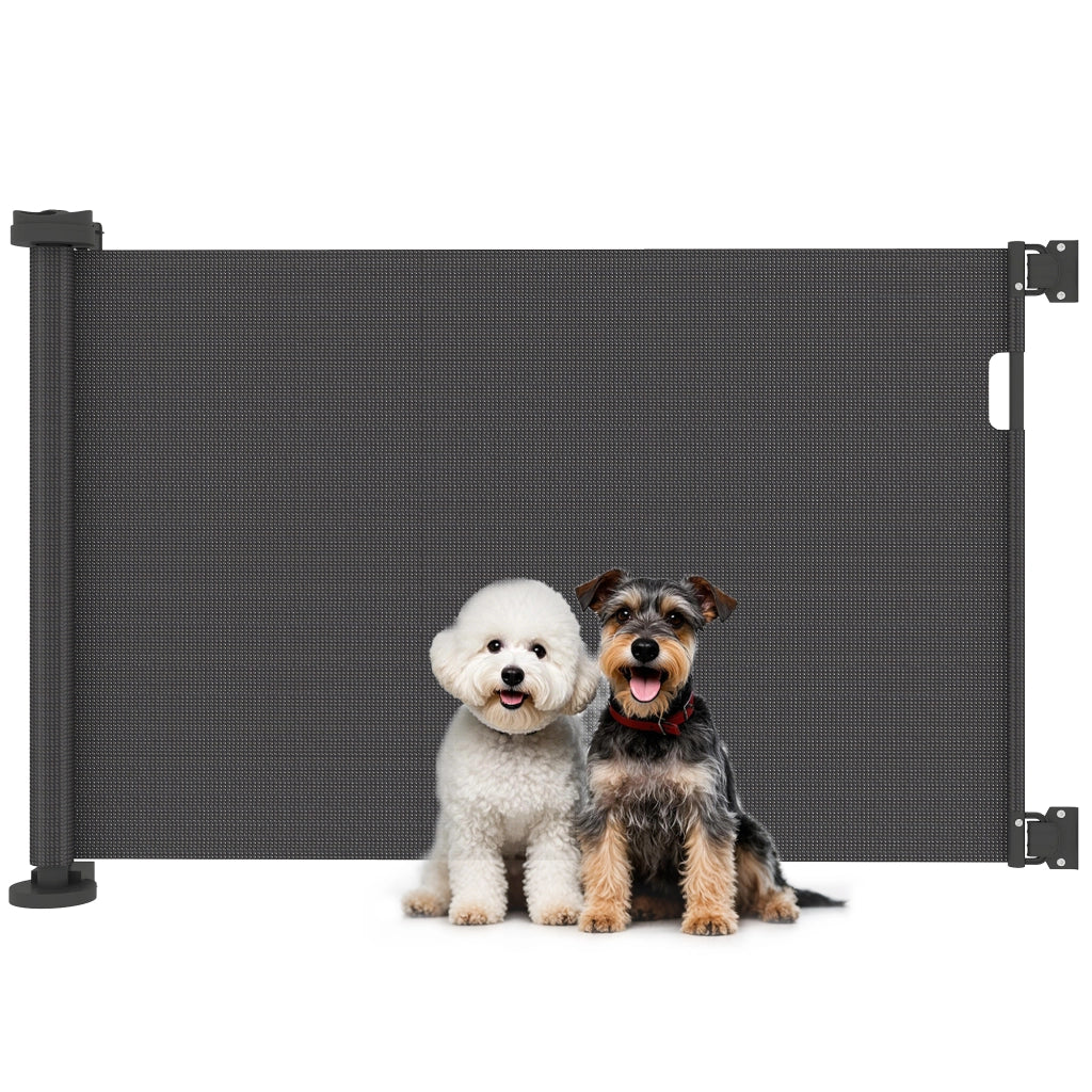 Barriera per Cani Retrattile con Chiusura a Interruttore per Porte Scale ¨C Zephmum ¨C 142x10x87 cm Nero