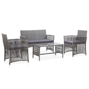 Set Divani da Giardino 4 pz con Cuscini in Polyrattan Antracite cod mxl 35151